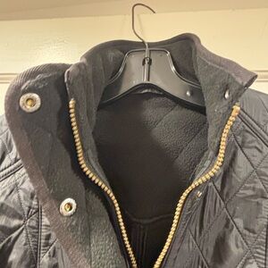 Barbour Black Quilted Puffer Jacket with Gold-Tone Zipper